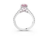 Platinum Fancy Pink Radiant  Brilliant Diamond Solitaire with Pavé Band and Four-Prong Setting 4