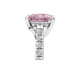 Platinum Fancy Pink Radiant  Brilliant Diamond Solitaire with Pavé Band and Four-Prong Setting 5