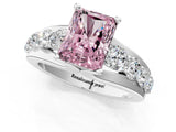 Platinum Fancy Pink Radiant  Brilliant Solitaire with Side Stones on a Pave Band and Four-Prong Setting_13