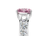 Platinum Fancy Pink Radiant Cut Brilliant Diamond Pavé Band with Six-Prong Setting_29