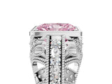Platinum Fancy Pink Radiant Cut Brilliant Milgrain Filigree Diamond Ring with Square Prong Setting_17