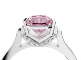 Platinum Fancy Pink Radiant Cut Brilliant Solitaire Diamond Ring with Channel Set Band and Bar Prong Setting_16