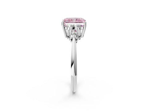 Platinum Fancy Pink Radiant Cut Cut Diamond Cluster Ring with Solitaire Band and Four-Prong Setting_27