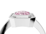 Platinum Fancy Pink Radiant Cut-Cut Diamond Halo Engagement Ring with Pave Band and Prong Setting_16