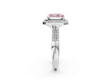 Platinum Fancy Pink Radiant Cut Diamond Double Halo Ring with Split Shank and Four-Prong Setting_8