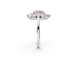 Platinum Fancy Pink Radiant Cut Diamond Floral Double Halo Engagement Ring with Prong Setting_149