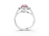 Platinum Fancy Pink Radiant Cut Diamond Floral Halo Split Shank Prong Setting Ring_9