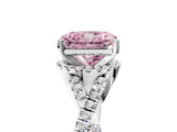 Platinum Fancy Pink Radiant Cut Diamond  Halo Twist Band Solitaire Prong Setting Ring_29