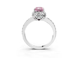 Platinum Fancy Pink Radiant Cut Diamond Scalloped Halo Engagement Ring with Round Shared Prong Band_3