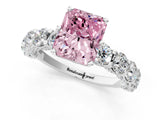 Platinum Fancy Pink Radiant Cut Diamond Side Stone Engagement Ring with Four-Prong Setting_14