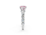 Platinum Fancy Pink Radiant Cut Diamond Side Stone Engagement Ring with Four-Prong Setting_15