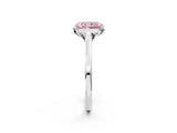Platinum Fancy Pink Radiant Cut Diamond Solitaire Ring with Flower Prong Setting and Classic Band_14