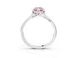 Platinum Fancy Pink Radiant Cut Diamond Solitaire Ring with Flower Prong Setting and Classic Band_15