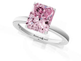 Platinum Fancy Pink Radiant Cut Diamond Solitaire Ring with Thin Band and Prong Setting_1