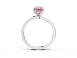 Platinum Fancy Pink Radiant Cut Diamond Solitaire Ring with Thin Band and Prong Setting_3