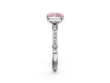 Platinum Fancy Pink Radiant  Cut Diamond Solitaire with Pave Band and Four-Prong Setting 2