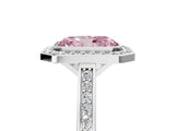 Platinum Fancy Pink Radiant Cut Halo Bezel Diamond Pave Band Ring_11