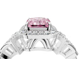 Platinum Fancy Pink Radiant Cut Halo Diamond Split Shank Engagement Ring with Four-Prong Setting_10