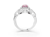 Platinum Fancy Pink Radiant Cut Halo Diamond Split Shank Engagement Ring with Four-Prong Setting_9