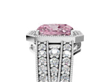 Platinum Fancy Pink Radiant Cut Halo Diamond Split Shank Ring with Prong Setting_11