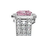 Platinum Fancy Pink Radiant Cut Halo Diamond Split Shank Ring with Prong Setting_41