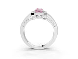 Platinum Fancy Pink Radiant Cut Halo Diamond Split Shank Ring with Prong Setting_9