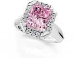 Platinum Fancy Pink Radiant  Cut Halo Solitaire Engagement Ring with Square Band and Four-Prong Setting_19