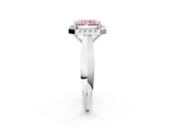 Platinum Fancy Pink Radiant  Cut Halo Solitaire Engagement Ring with Square Band and Four-Prong Setting_20