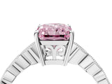 Platinum Fancy Pink Radiant Cut Solitaire Diamond Ring with Infinity Twist Band and Four-Prong Setting_40