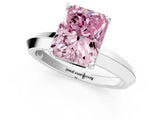 Platinum Fancy Pink Radiant  Cut Solitaire Engagement Ring with Flat Band and Four-Prong Setting 1