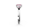 Platinum Fancy Pink Radiant  Cut Solitaire Engagement Ring with Flat Band and Four-Prong Setting 2