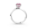 Platinum Fancy Pink Radiant  Cut Solitaire Engagement Ring with Flat Band and Four-Prong Setting 3
