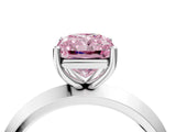 Platinum Fancy Pink Radiant  Cut Solitaire Engagement Ring with Flat Band and Four-Prong Setting 4