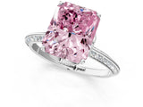 Platinum Fancy Pink Radiant Cut Solitaire Split Shank Pave Diamond Engagement Ring with Four-Prong Setting_157