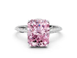Platinum Fancy Pink Radiant Cut Solitaire Split Shank Pave Diamond Engagement Ring with Four-Prong Setting_84