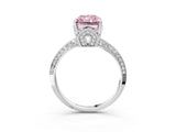Platinum Fancy Pink Radiant Cut Solitaire Split Shank Pave Diamond Engagement Ring with Four-Prong Setting_87
