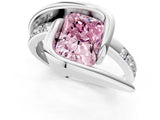 Platinum Fancy Pink Radiant Cut Solitaire Tension-Set Diamond Split Shank Ring_7