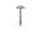 Platinum Fancy Pink Radiant  Halo Milgrain Pave Diamond Ring with Four-Prong Setting 3