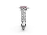 Platinum Fancy Pink Radiant  Halo Round Diamond Pave Band with Prong Setting 2