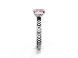 Platinum Fancy Pink Radiant  Solitaire Diamond Engagement Ring with XO Engraved Band and Four-Prong Setting 6