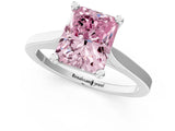 Platinum Fancy Pink Radiant  Solitaire Diamond Ring with Four-Prong Setting and Tapered Band 2