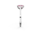 Platinum Fancy Pink Radiant  Solitaire Diamond Ring with Four-Prong Setting and Tapered Band 3