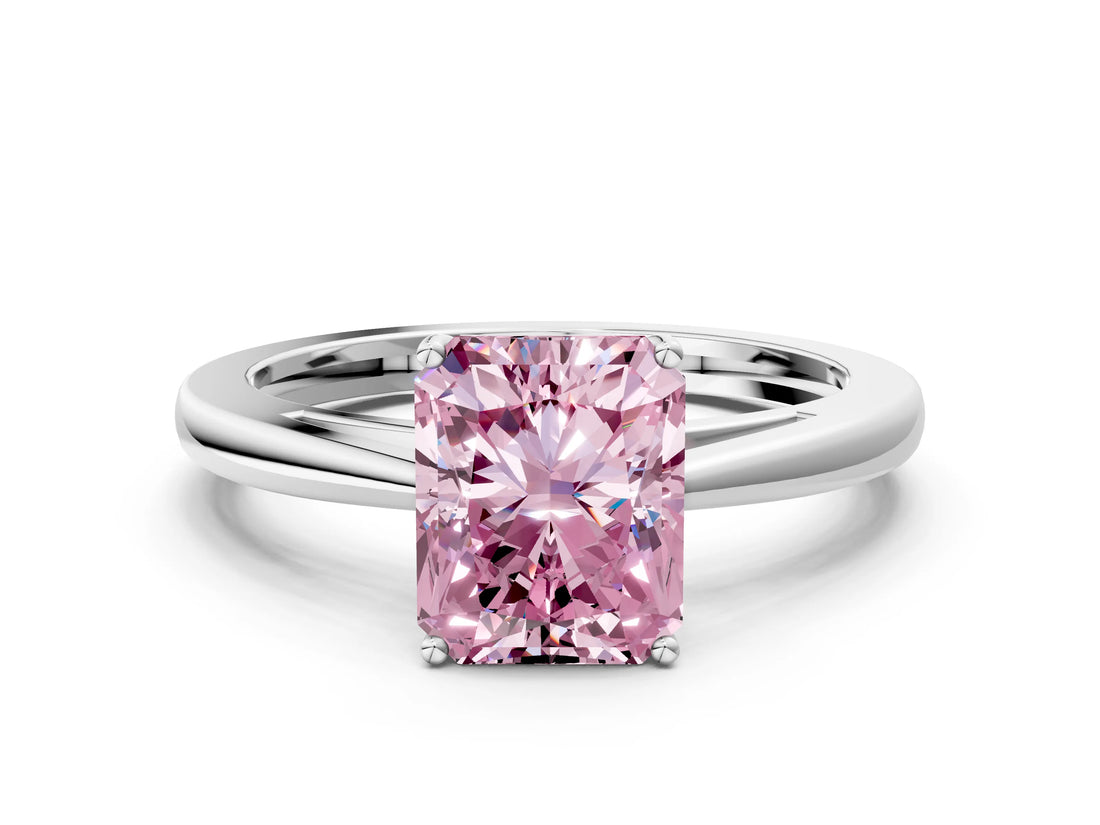 Platinum Fancy Pink Radiant  Solitaire Diamond Ring with Split Shank and Four-Prong Setting_12