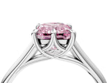 Platinum Fancy Pink Radiant  Solitaire Engagement Ring with Six-Prong Setting and Classic Band 4