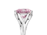 Platinum Fancy Pink Radiant  Solitaire Twist Band Six-Prong Setting 5