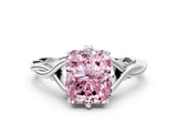 Platinum Fancy Pink Radiant  Solitaire Twist Band Six-Prong Setting