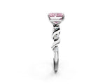 Platinum Fancy Pink Radiant  Solitaire Twisted Band with Prong Setting 3