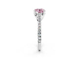 Platinum Fancy Pink Round  Brilliant Diamond Solitaire with Pavé Band and Four-Prong Setting 2