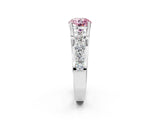 Platinum Fancy Pink Round  Brilliant Solitaire with Side Stones on a Pave Band and Four-Prong Setting_2