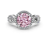 Platinum Fancy Pink Round Cut Cut Halo Diamond Infinity Band with Four-Prong Setting_12